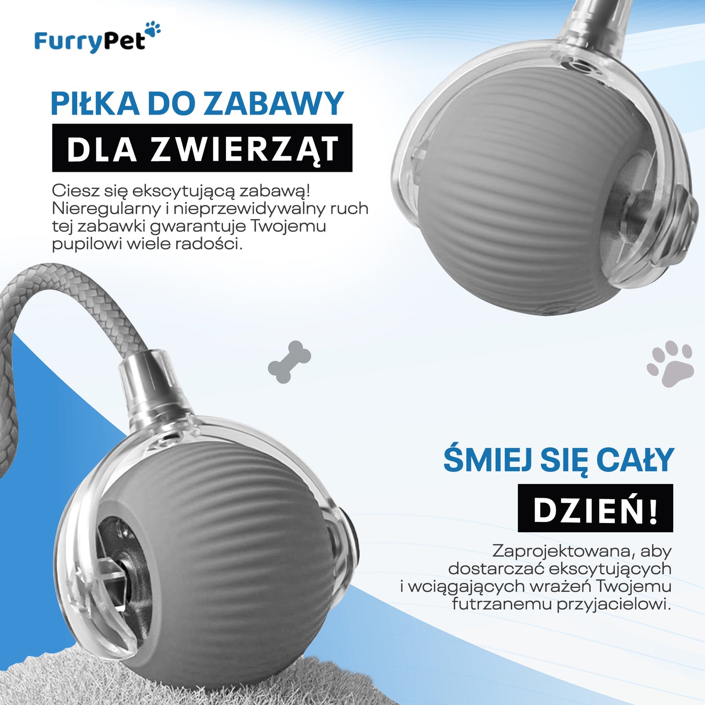 Inteligentna automatyczna piłka dla zwierząt