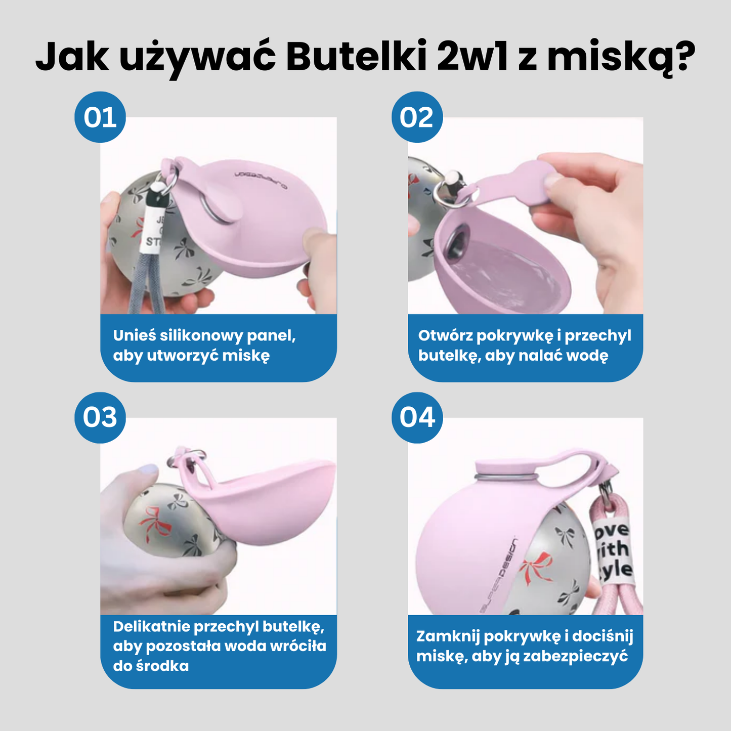 FurryPet™ Butelka 2w1 z miską